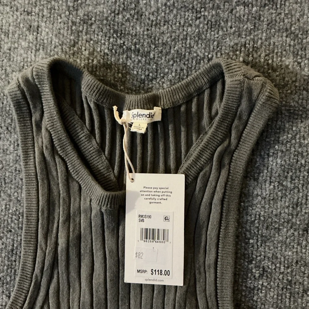 Splendid Olive Ribbed Tank Top - Picture 3 of 12